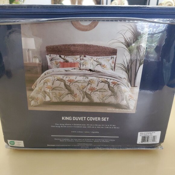 Tommy Bahama Birds Of Paradise Ivory Cotton King 3-Piece Duvet Cover Set - Picture 6 of 10